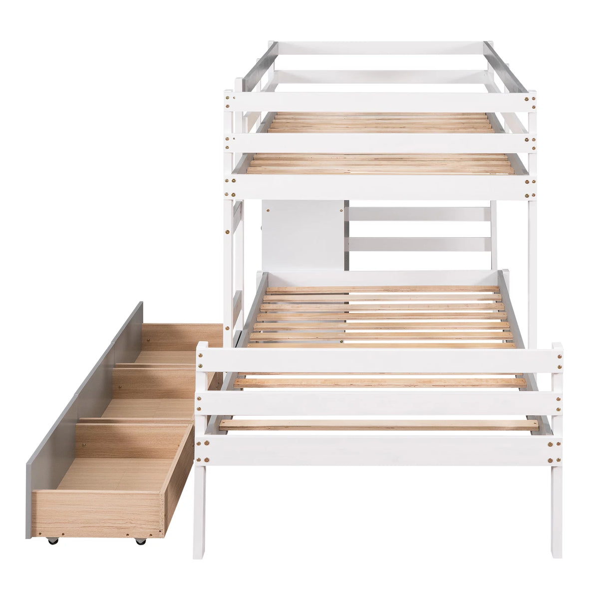 Twin over Twin Bunk Bed with Six Drawers Gray J122