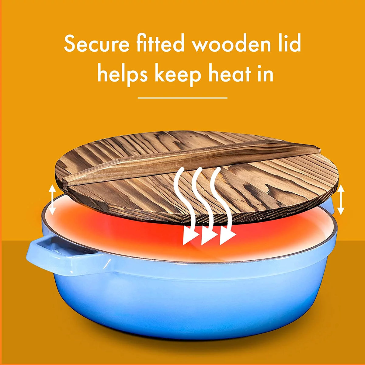 2-In-1 Cast Iron Shabu Shabu Hot Pot with Wooden Lid M218
