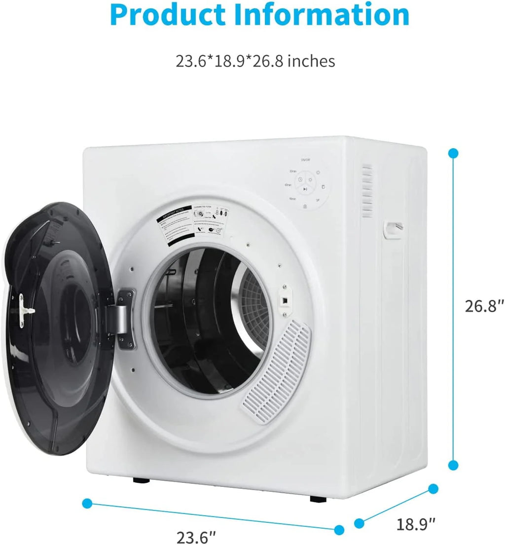 White 13lbs Portable Clothes Dryer with Stainless Steel Tub O2113