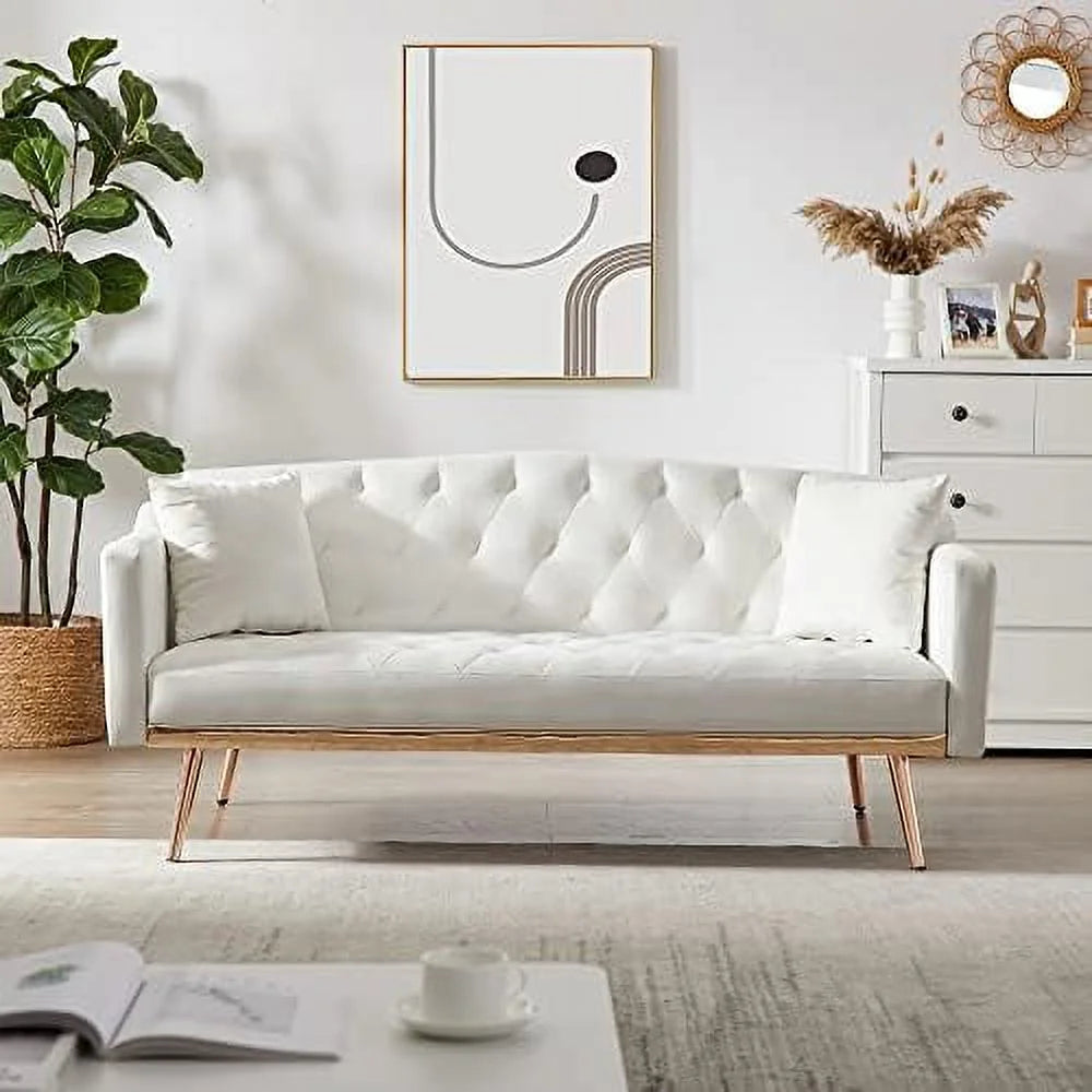 65” Convertible Velvet Sofa Bed with 2 Pillows J7724