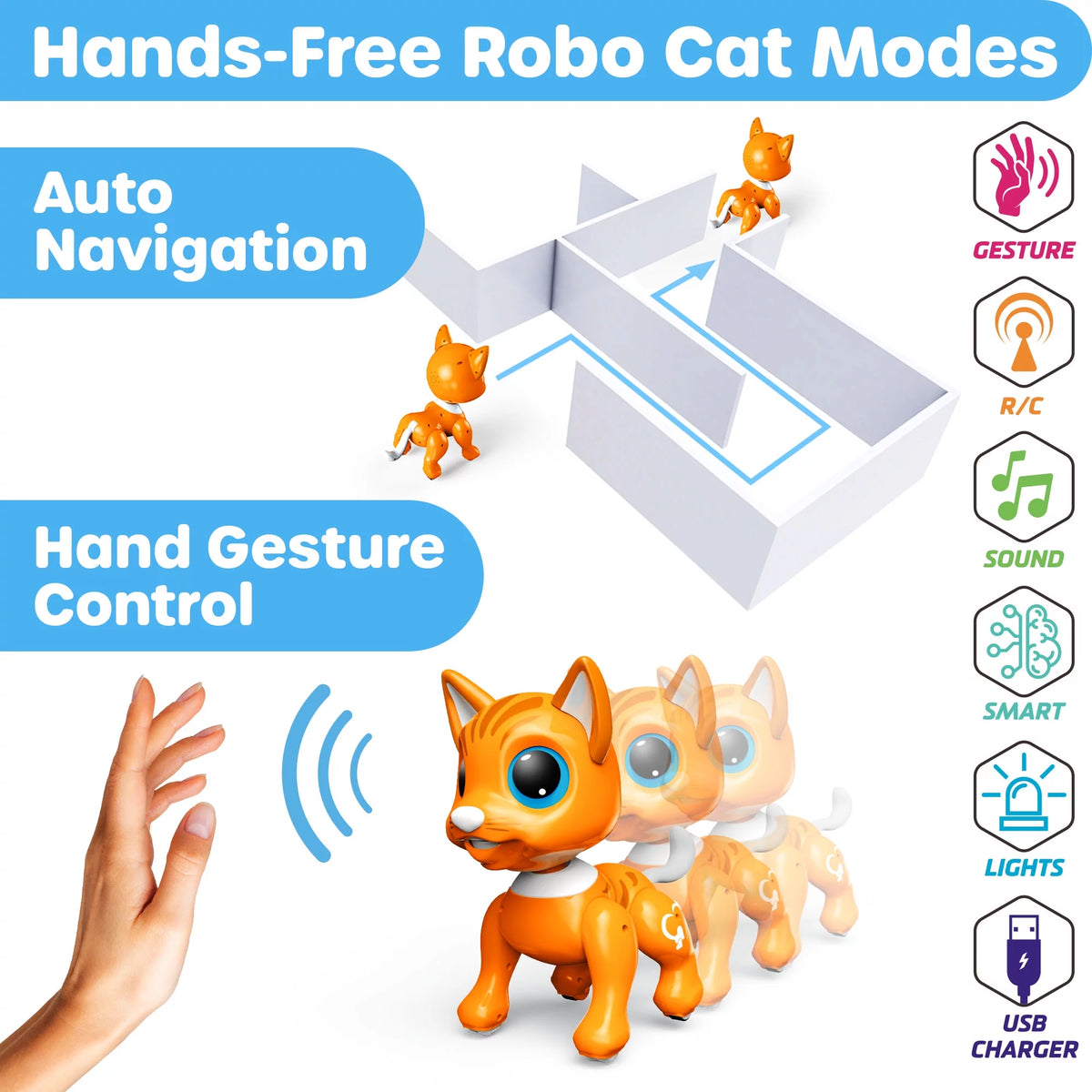 Robot Cat Toy with Hand Motion Gestures A58155