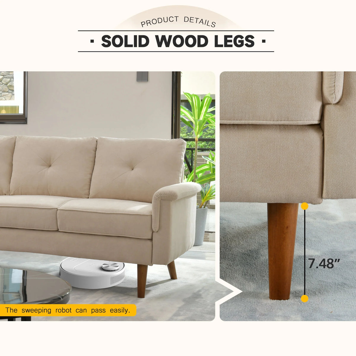 71" Wide Beige 3-seat Sectional Sofa Z442193