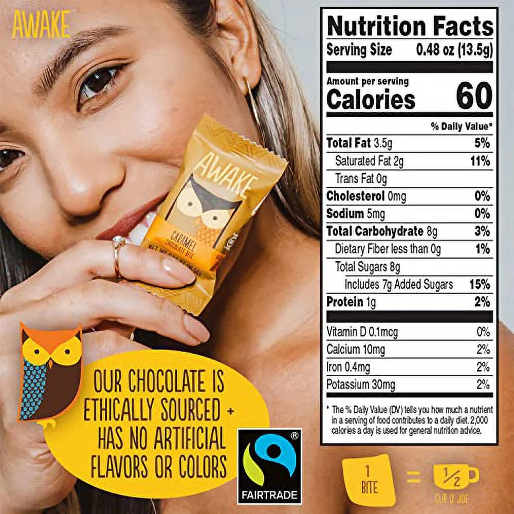 Caffeinated Chocolate Bites Caramel Gluten Free 50 Bites V955