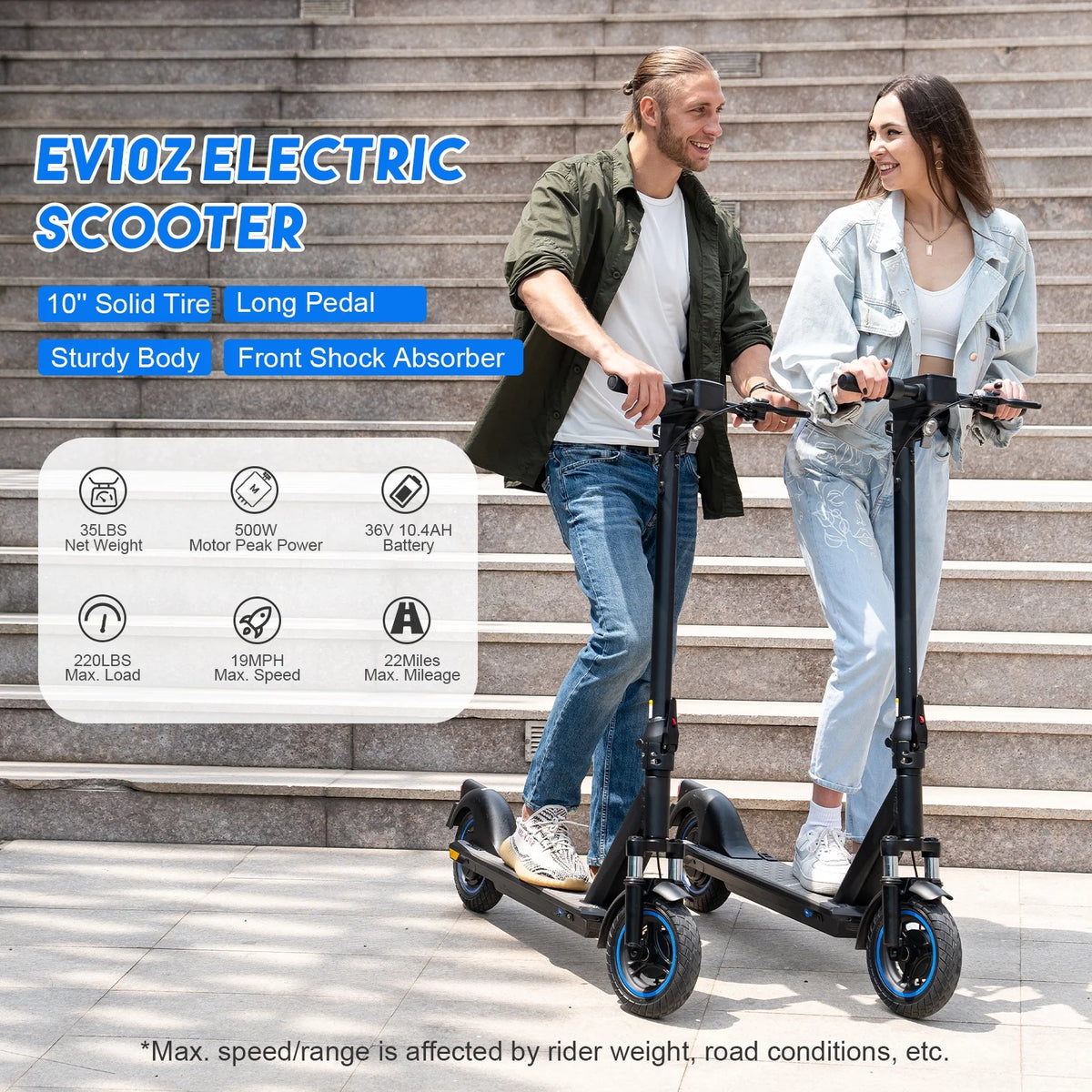 Electric Scooter 10 Solid Tires 500W Motor Folding O775567
