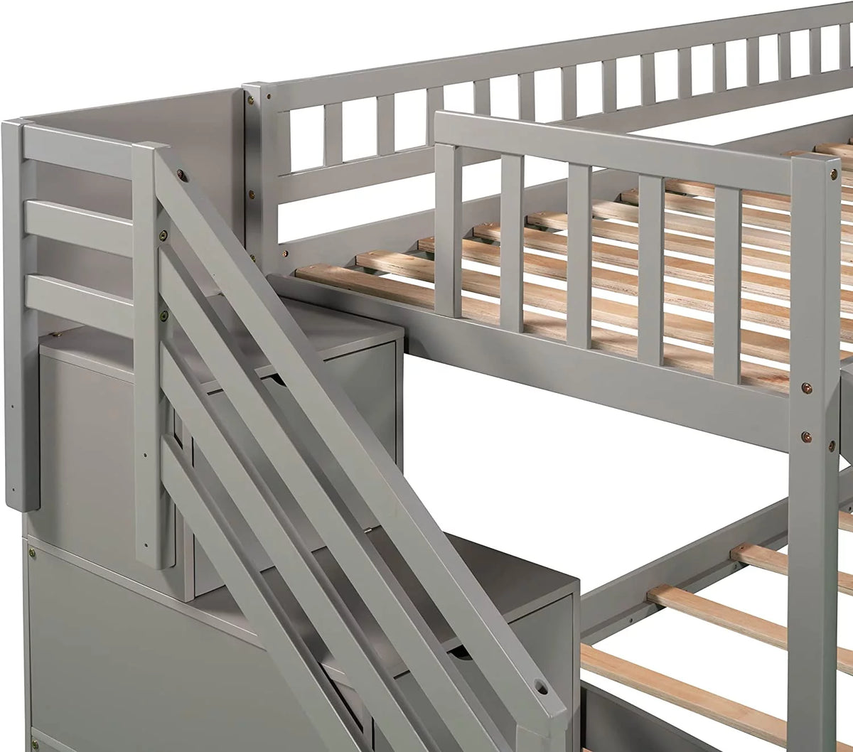 Wooden Bunk Bed with Slide and Guardrail Z9242