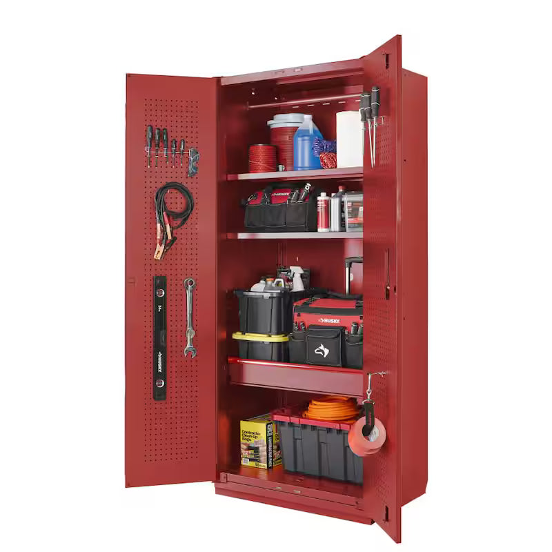 Heavy Duty 20-Gauge Steel Freestanding Garage Cabinet in Red I974