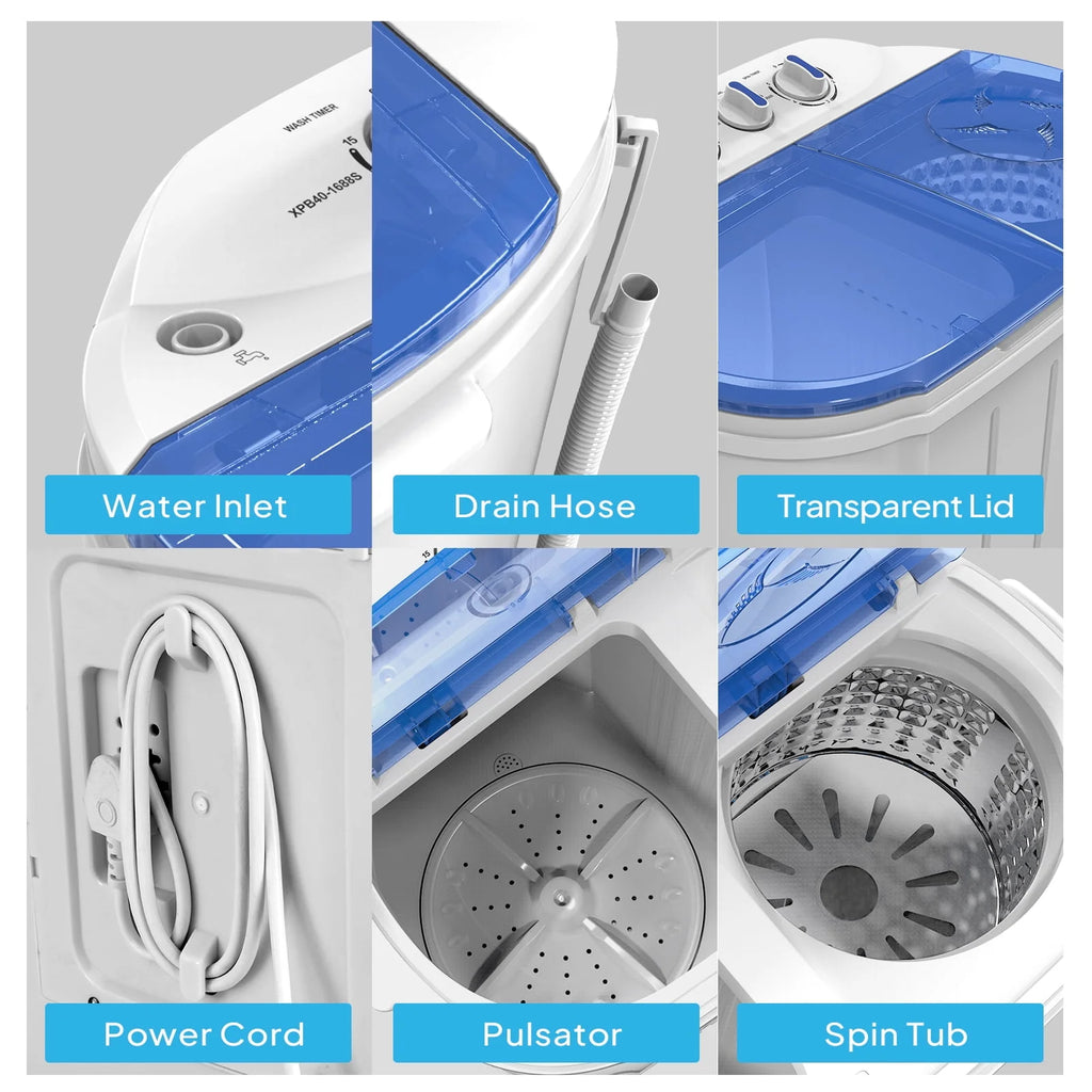 Portable Electric Mini Twin Tub Washing Machine with Spin Dryer F481144