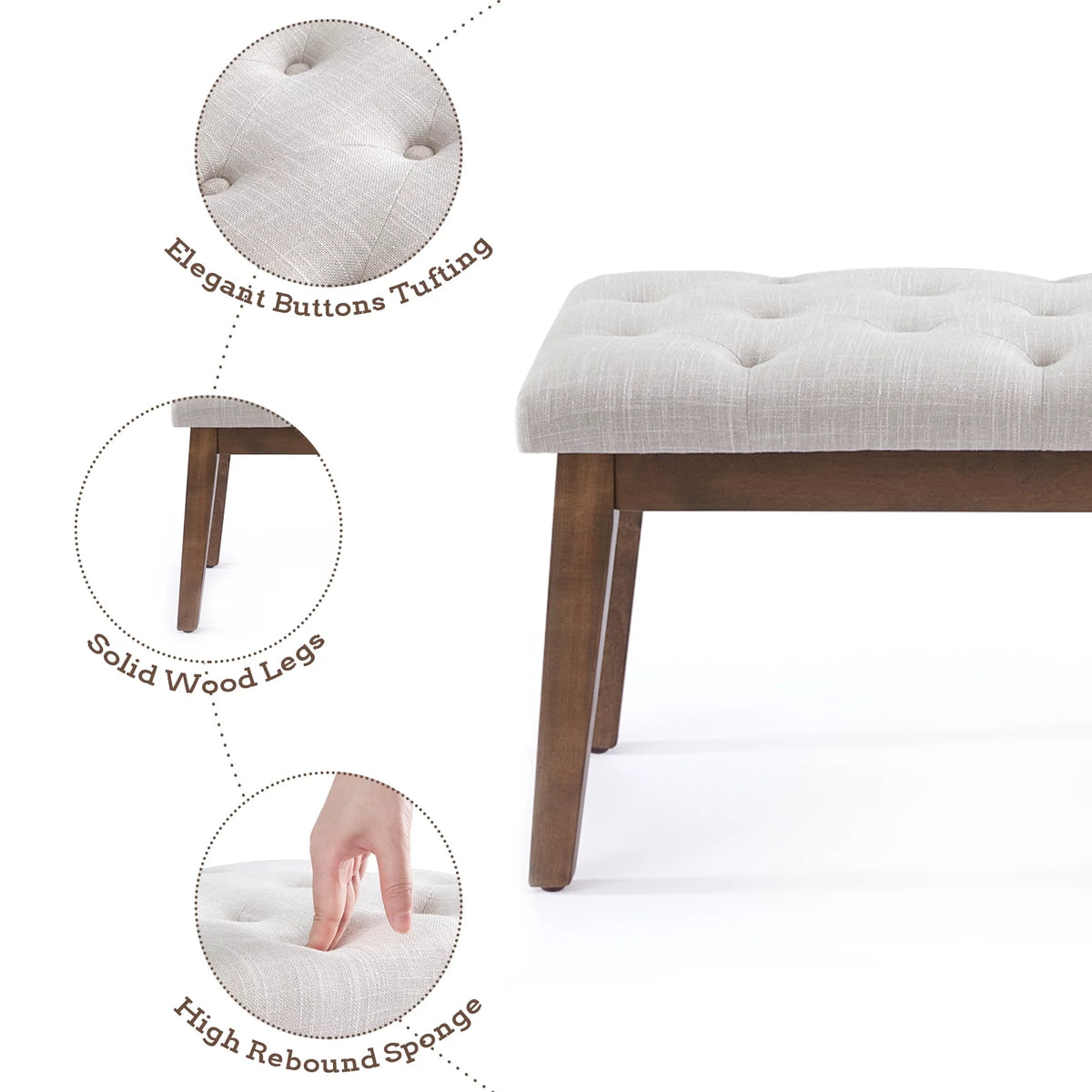 Beige Upholstered Bench W846379