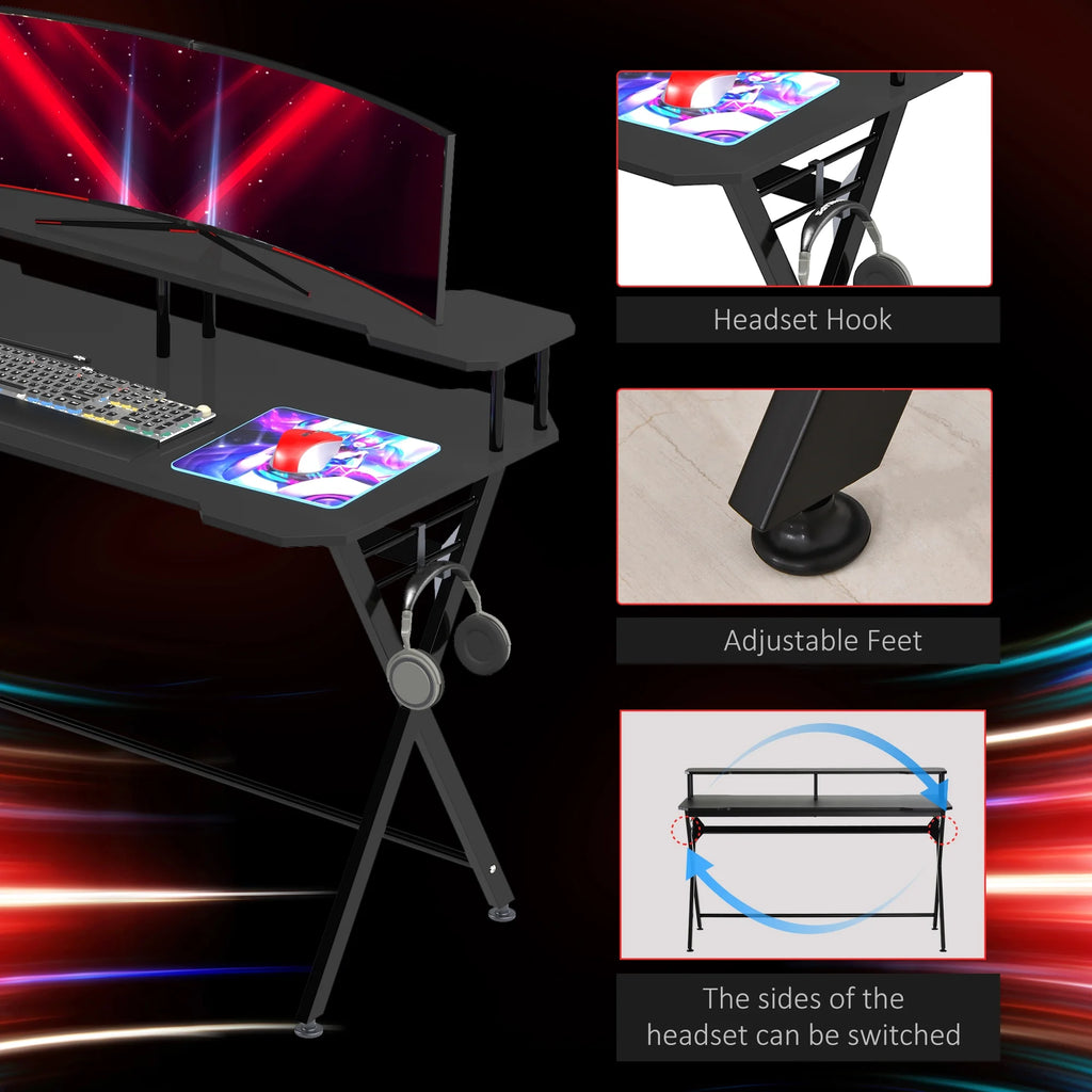 55 inch Black Gaming Desk with Monitor Stand A15651