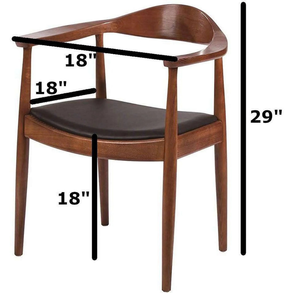Round Dining Arm Chair with Black PU Seat Cushion, Set of 2 H781