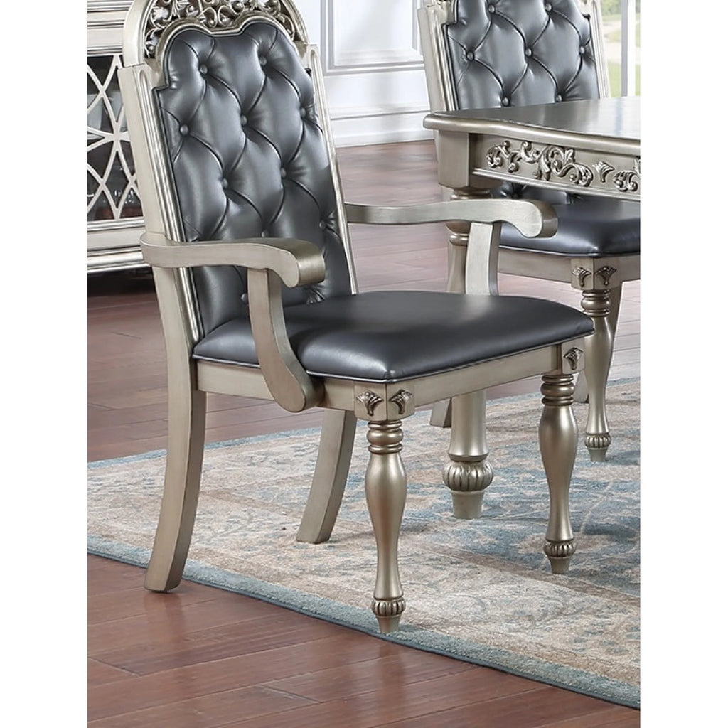 Grey Silver Rubberwood Upholstered Dining Chairs Set of 2 E92179