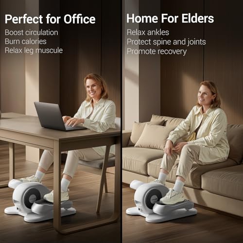 Under Desk Elliptical Machine, Quiet Portable Electric Seated Exercise Machine with Remote, 12 Speeds Y52955