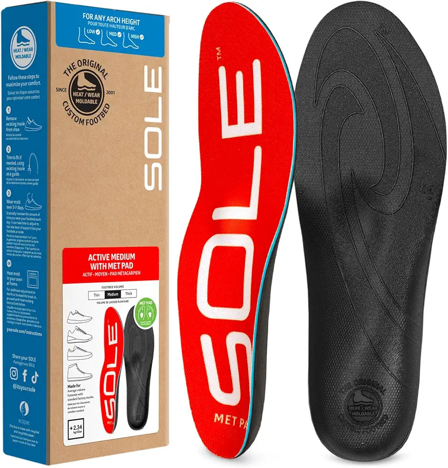 Medium Shoe Insoles with Metatarsal Pads V220