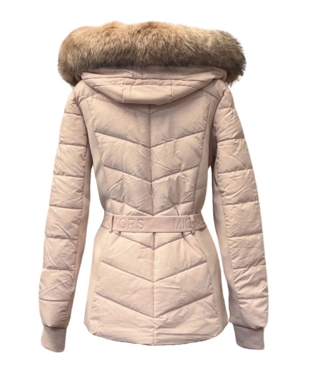 Blush Faux Fur Hooded Puffer Coat L627906