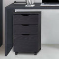 Black 3 Drawer Wood Grain Vertical Filing Cabinet B549