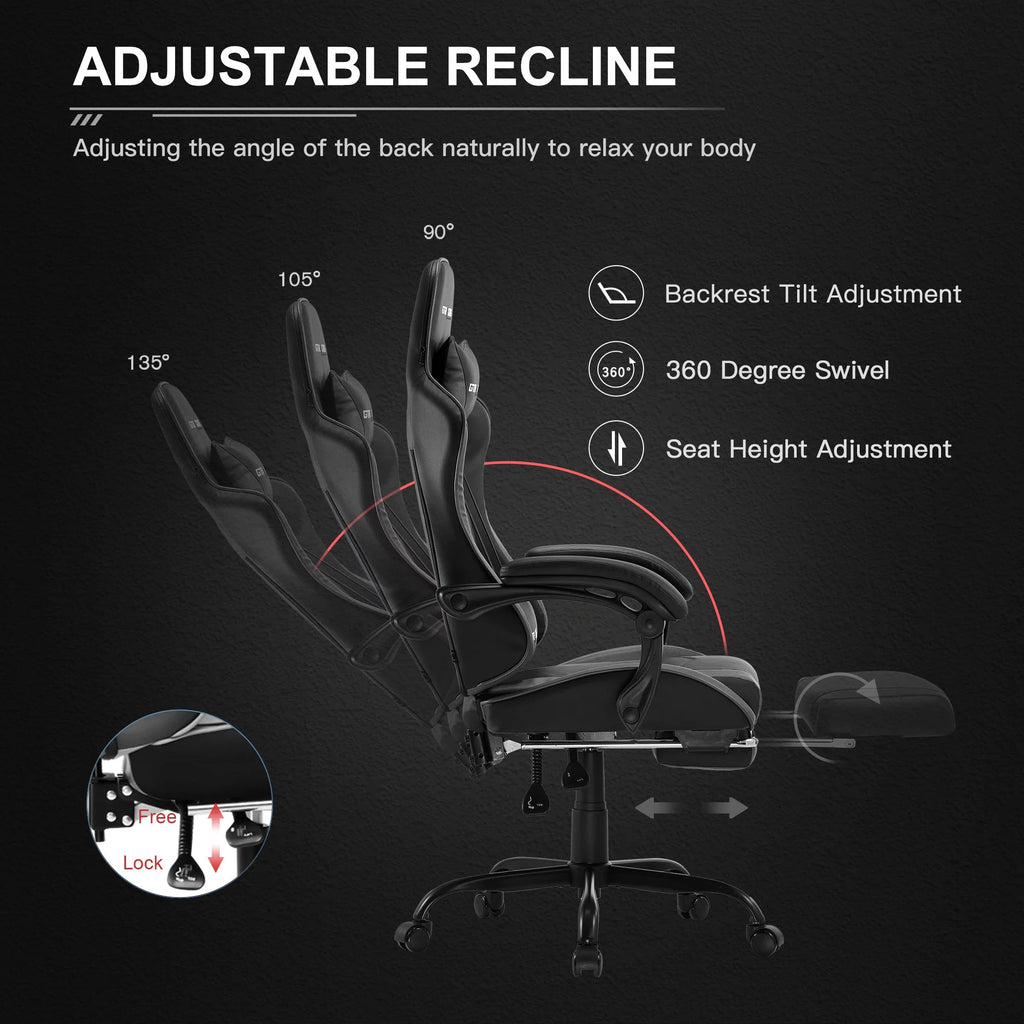 Blue Gaming Chair with Footrest C5731