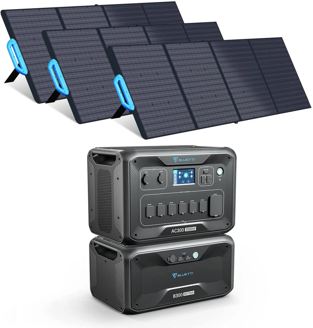 3072Wh Expansion Battery Power Station with 3 200W Solar Panels Q7065