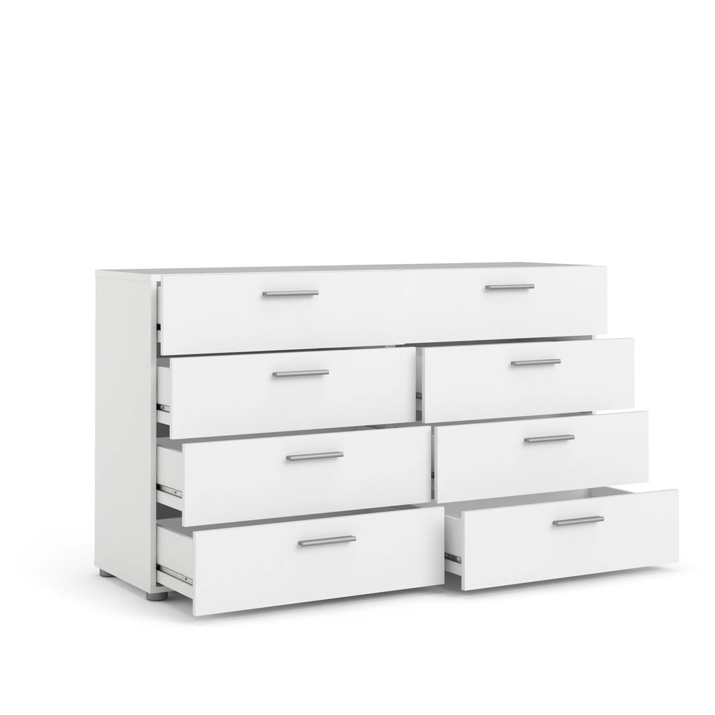 White 8 Drawer Double Dresser W622