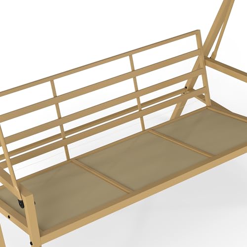 3-Seat Outdoor Porch Swing with Stand and Adjustable Canopy F2669