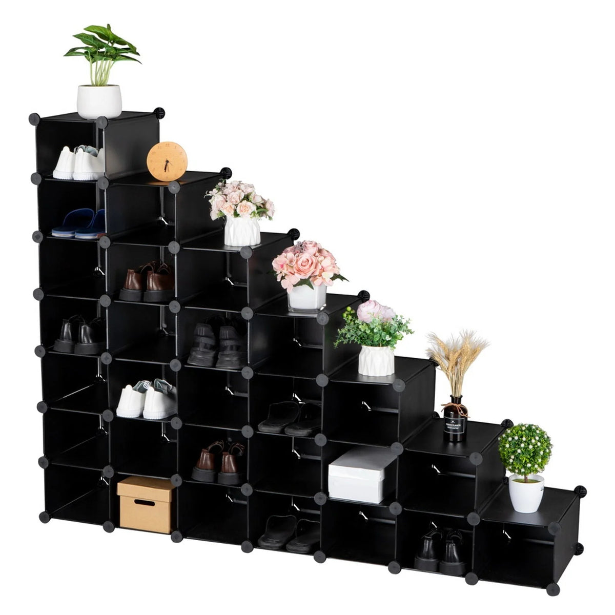 7-Tier 28-Pair Plastic Shoe Rack D874