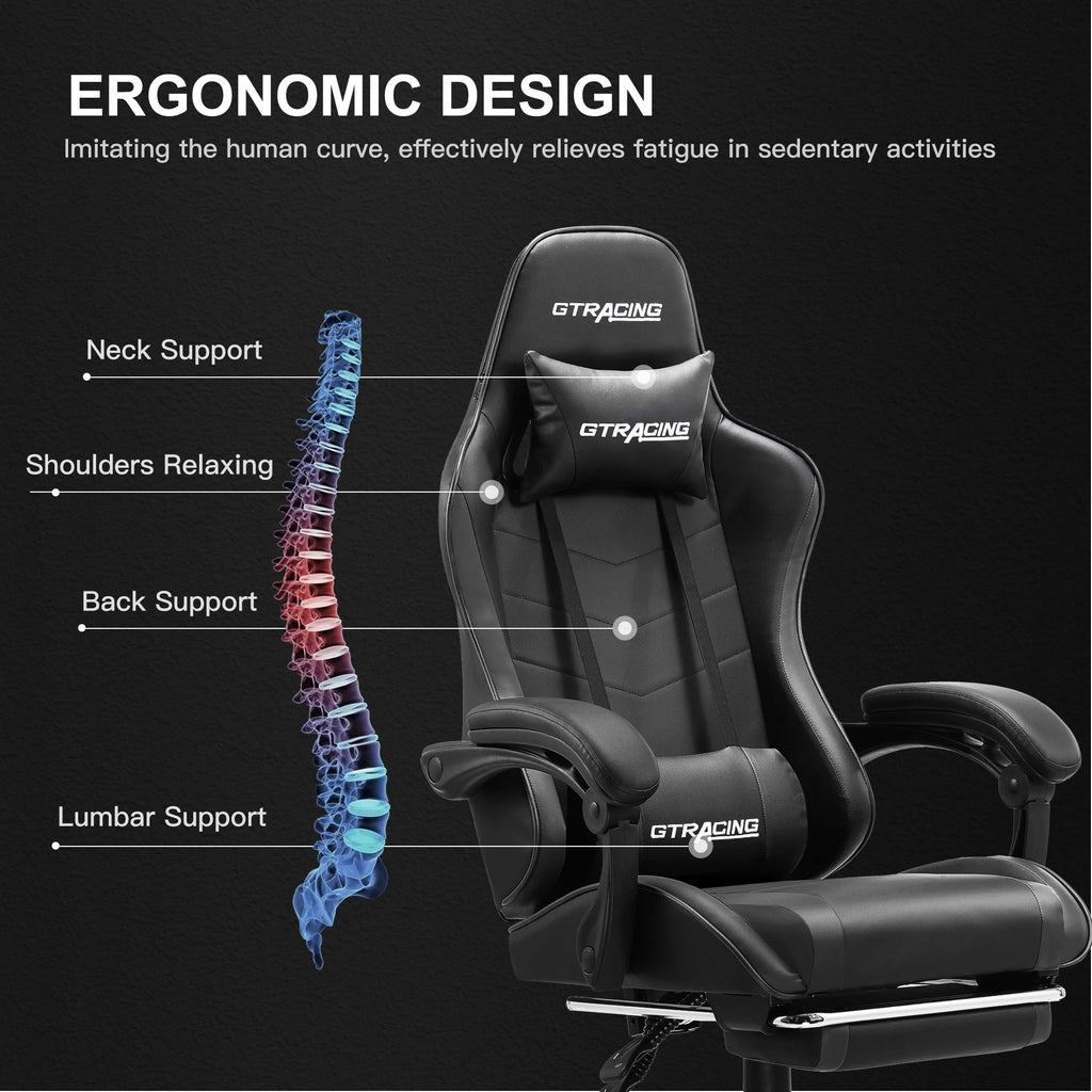 Blue Gaming Chair with Footrest C5731