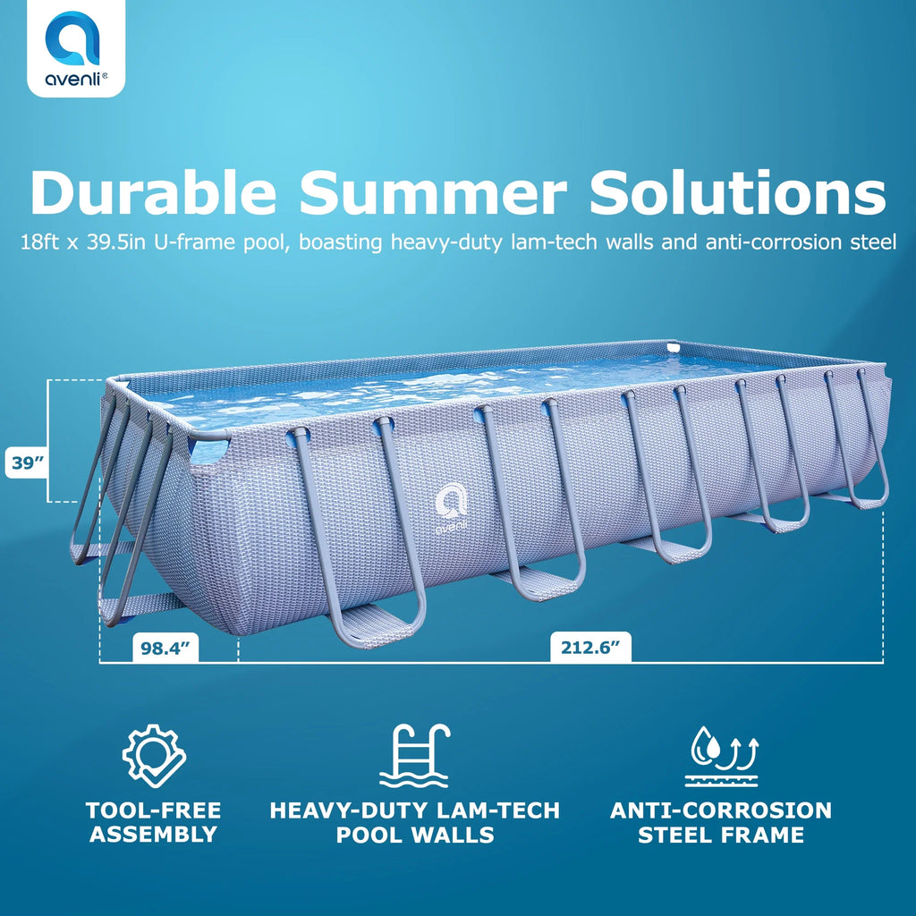 18 Foot x 39.5 Inch Rectangle Above Ground Swimming Pool T221172