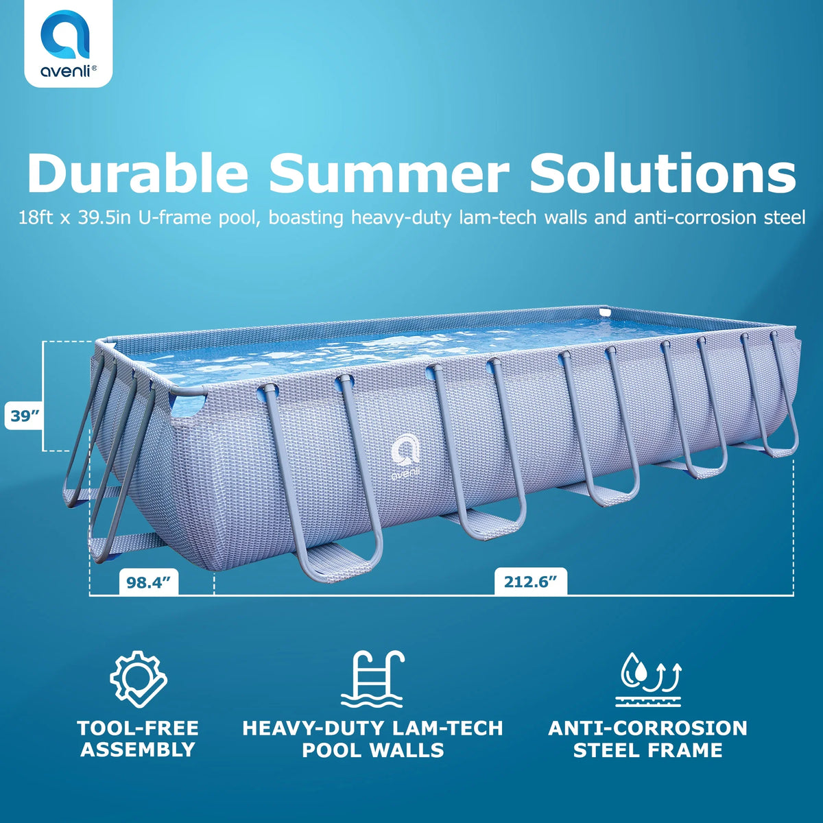 18 Foot x 39.5 Inch Rectangle Above Ground Swimming Pool T221172