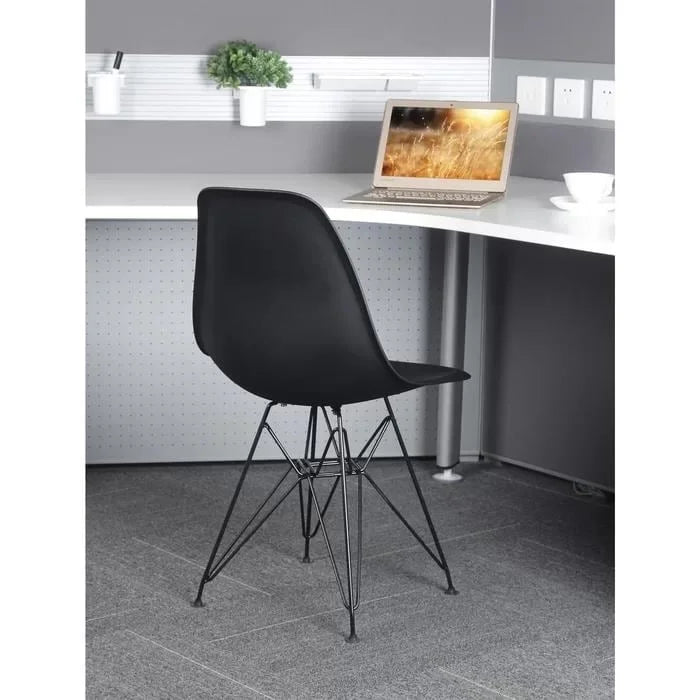 Navy Blue Armless Plastic Shell Dining Chair with Metal Legs B258170