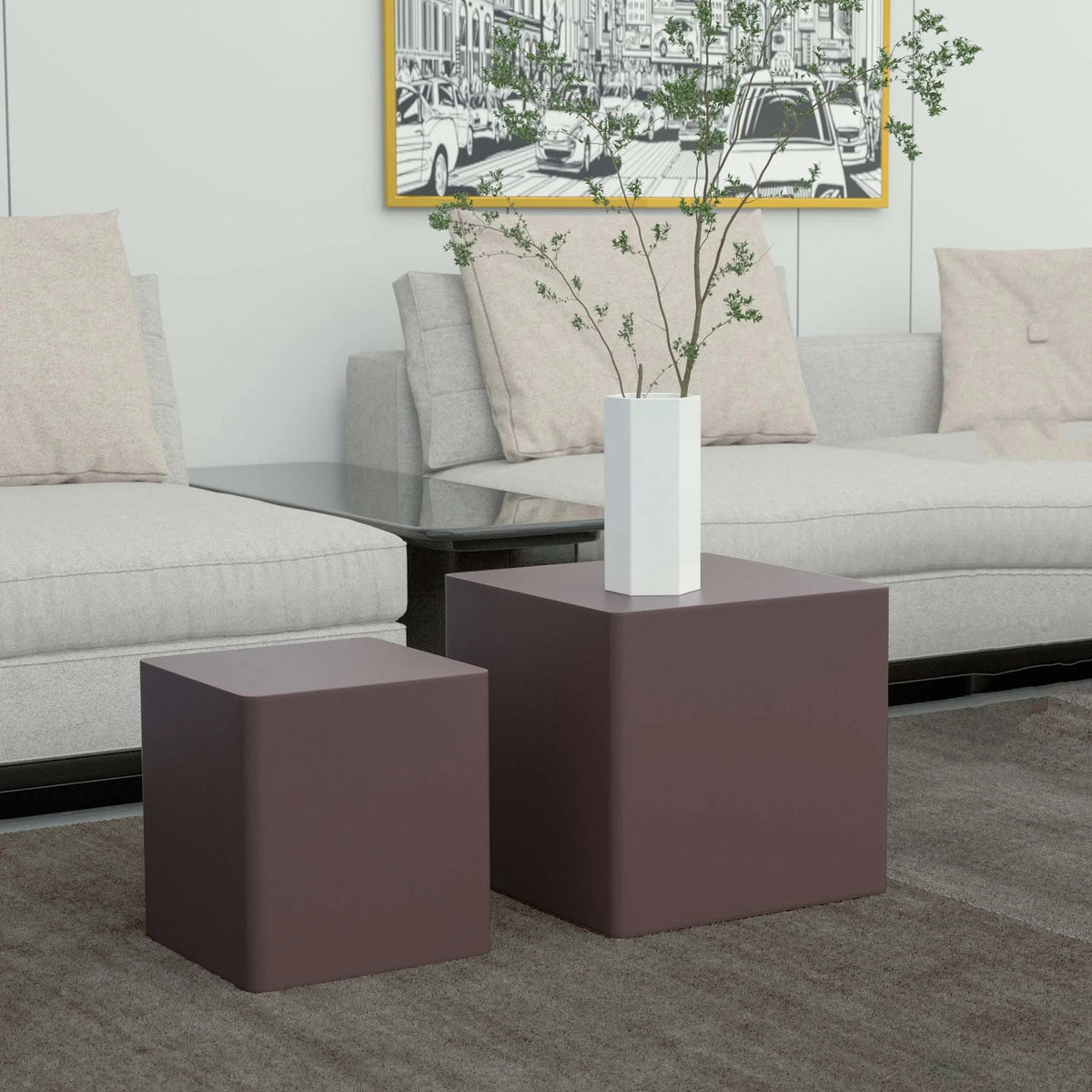 Walnut Side Table Coffee Table End Table Set of 2 B9274