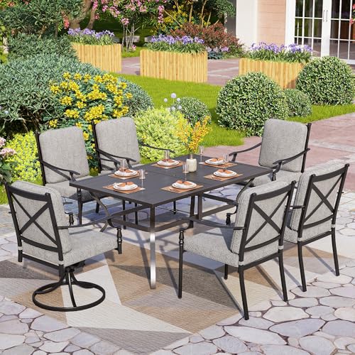 7 Pieces Outdoor Dining Set with Swivel Chairs M612566