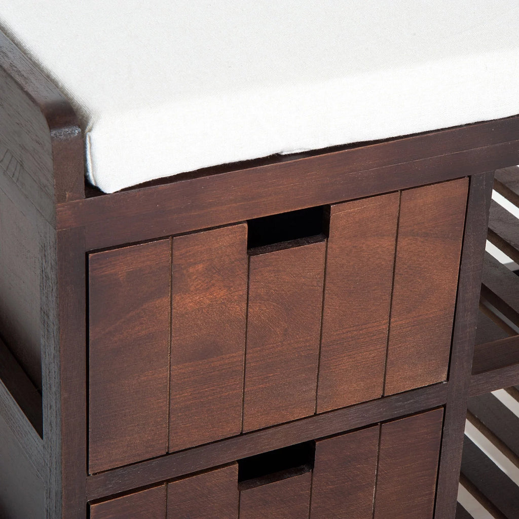 Compact Rustic Wooden Shoe Rack Bench with Drawers U22301