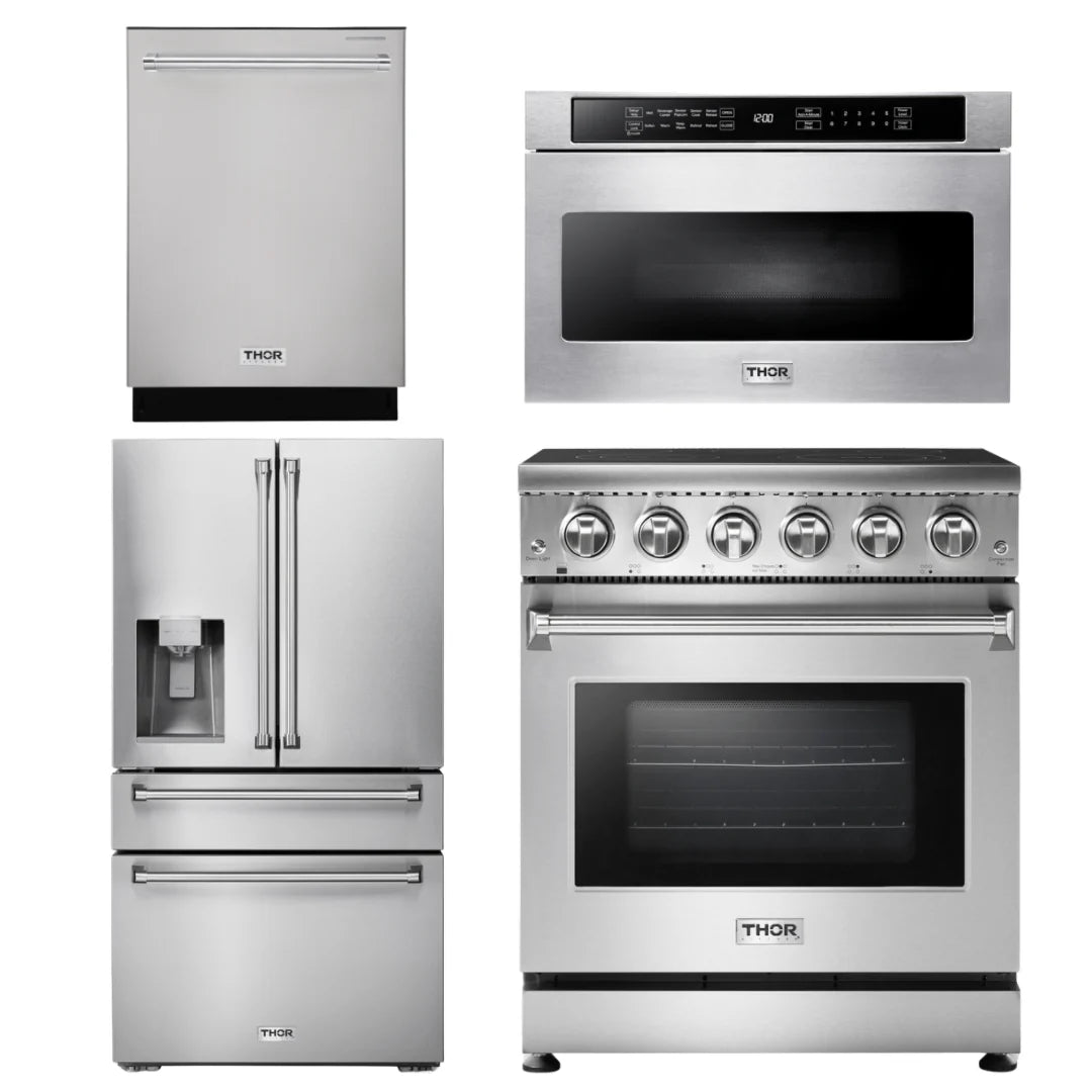 30 Electric Range, Microwave, Refrigerator with Water and Ice Dispenser, Dishwasher W9897