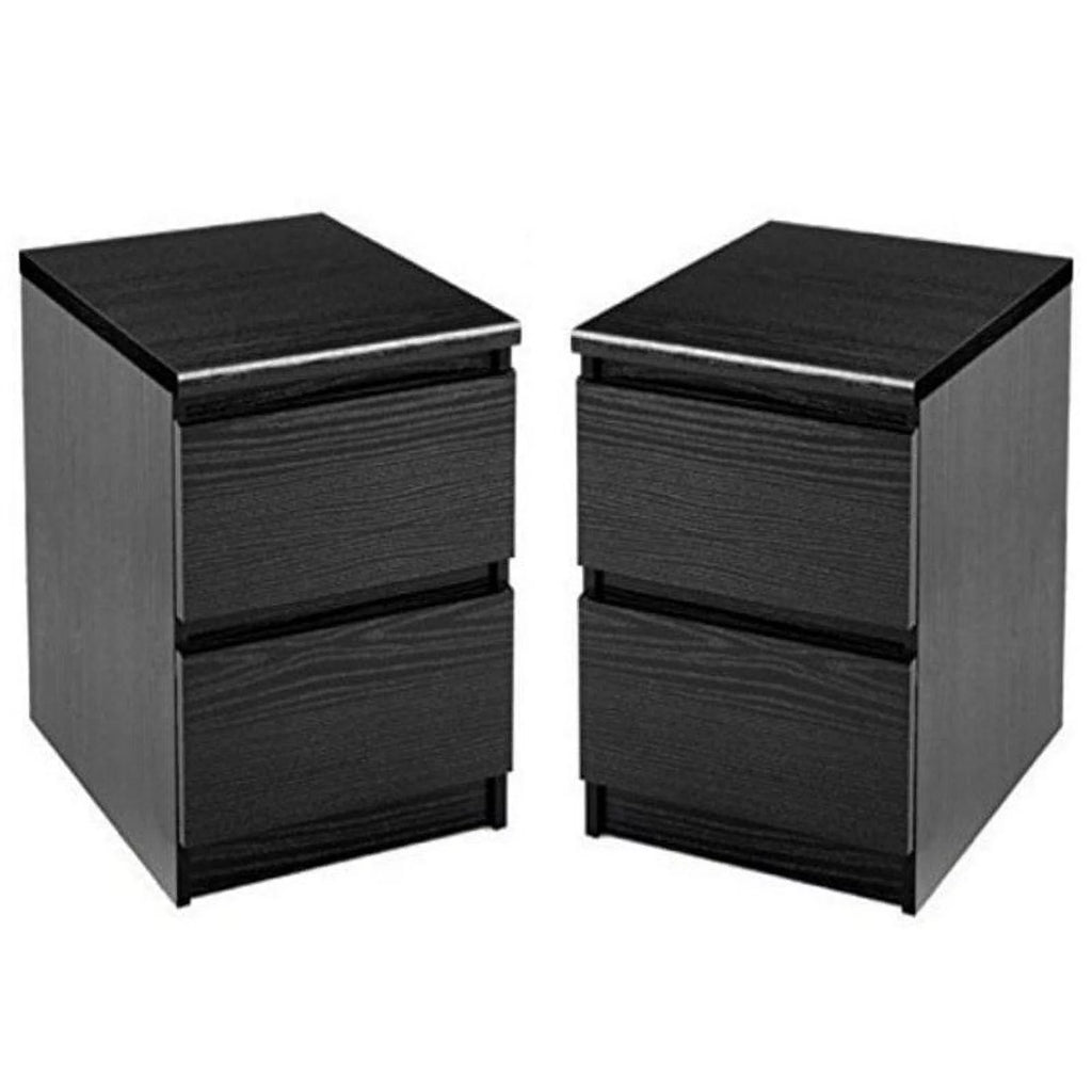 Black 2 Drawer Woodgrain Night Stands Set of 2 S131632