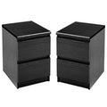 Black 2 Drawer Woodgrain Night Stands Set of 2 S131632