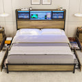 Queen Size Metal Platform Bed Frame with Storage Headboard and 4 Drawers X23921