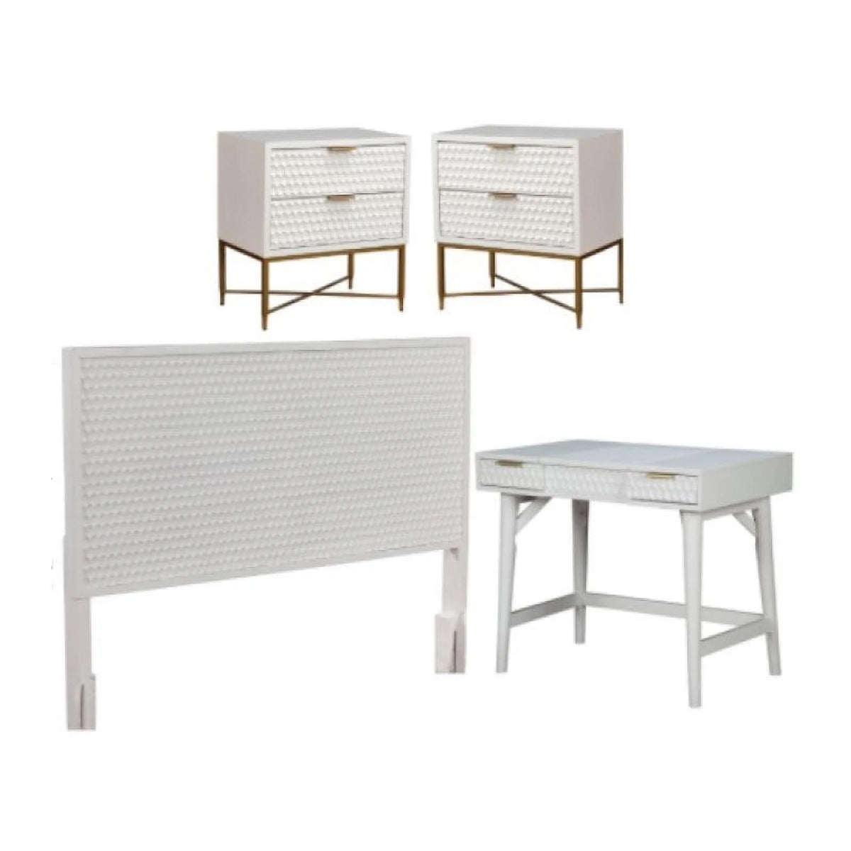 4 Piece Set with Nightstand King Headboard and Vanity L18641
