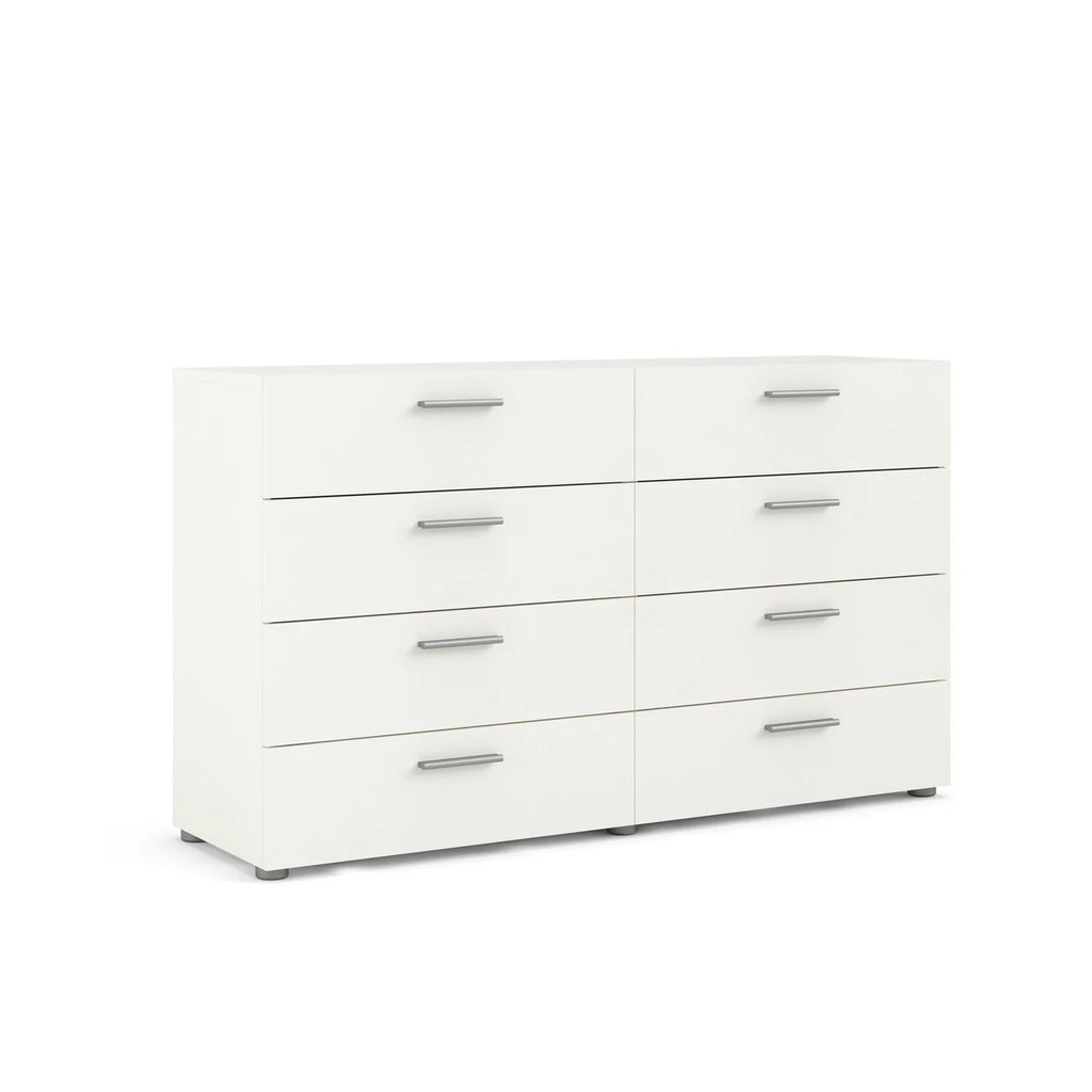 White 8 Drawer Double Dresser W622