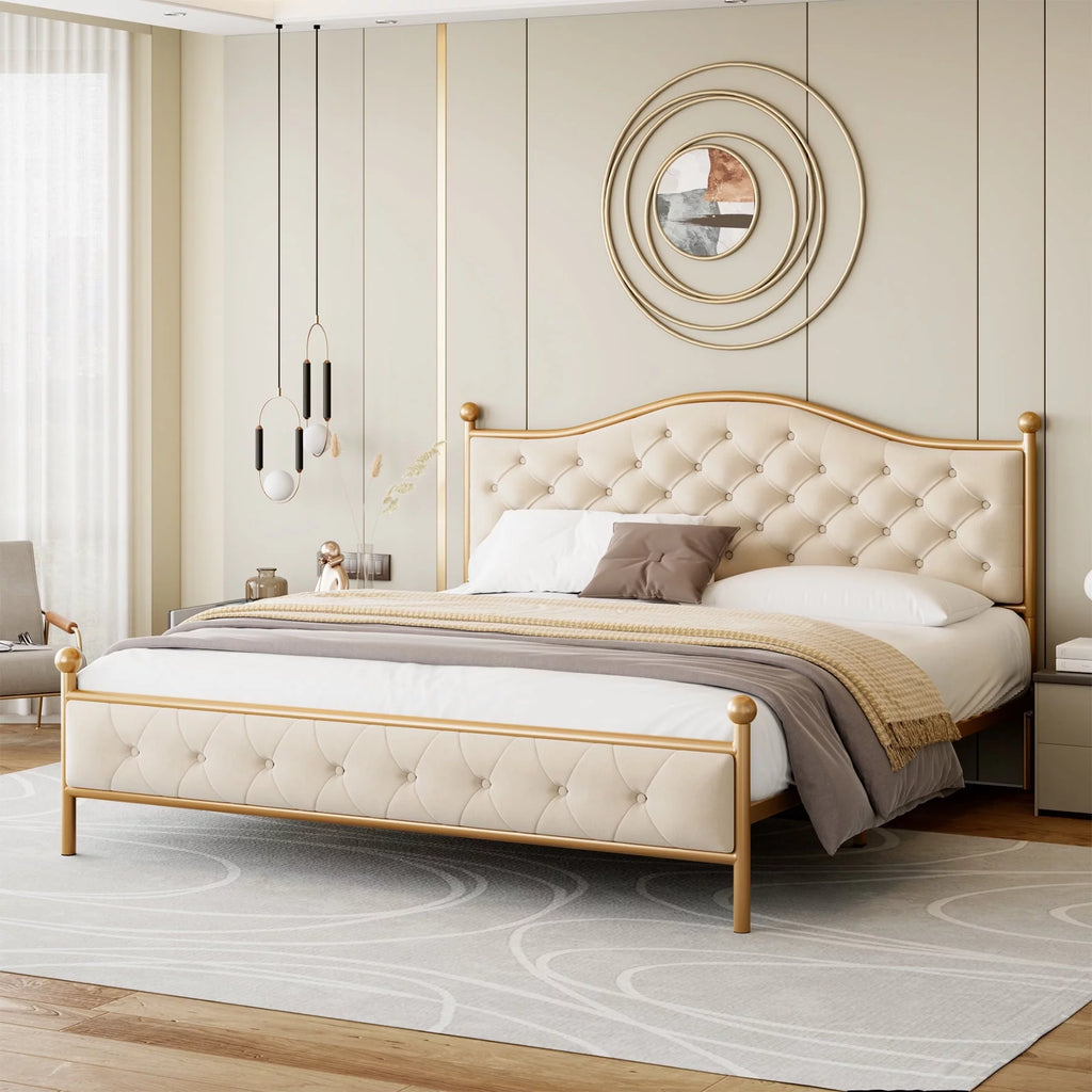 Black Queen Size Upholstered Platform Bed Frame M540