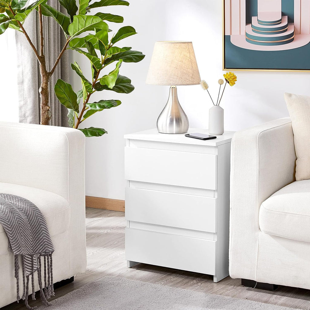 White 3 Drawer Wooden Nightstand G911574