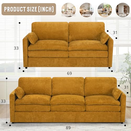 Black Chenille 3 Seats and 2 Seats Sofa Set with Pillows E22763