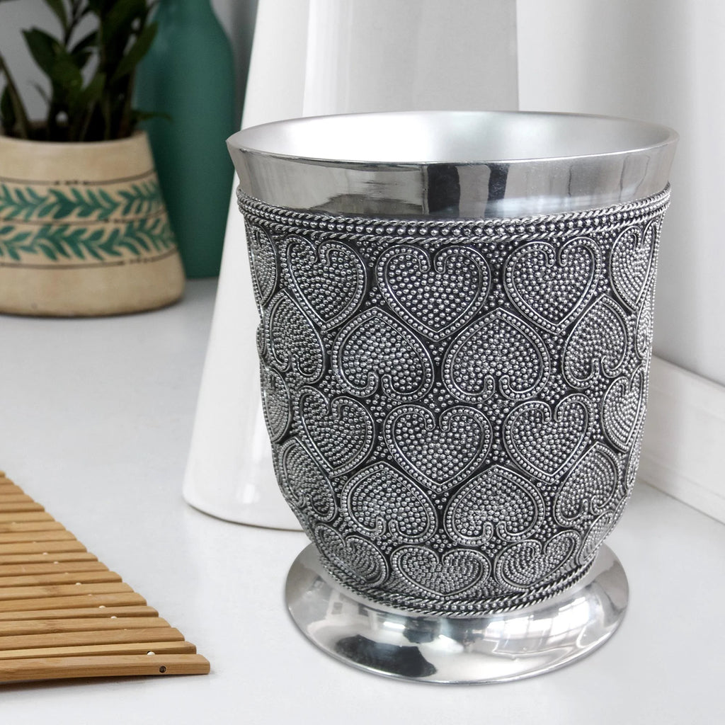 Beaded Heart Resin Decorative Trash Can V734029