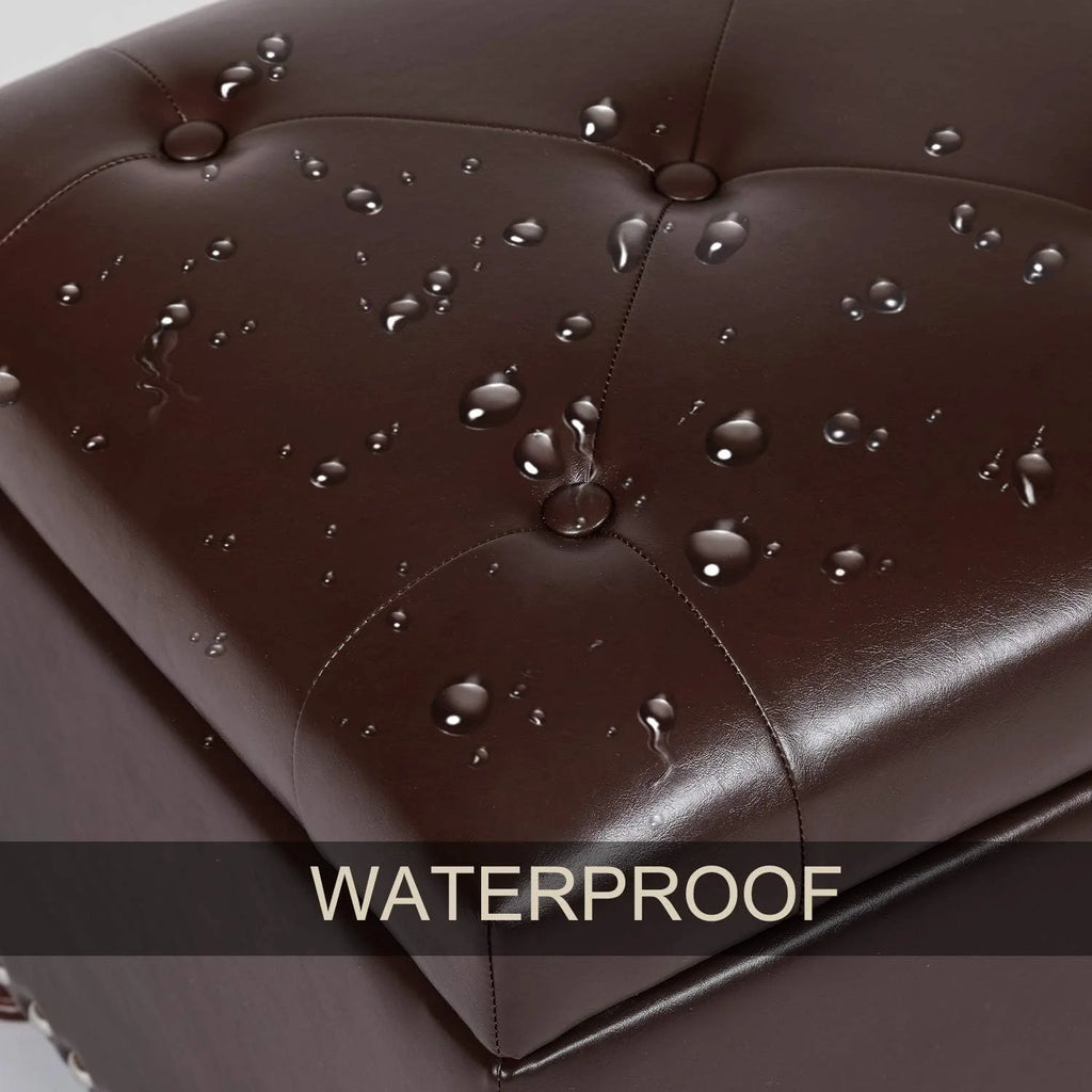Brown Tufted Storage Ottoman Bench P268520