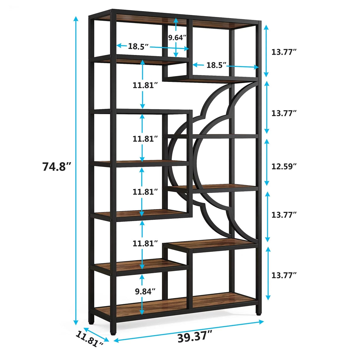 11-Shelves Tall Bookshelf 2PCS C2564