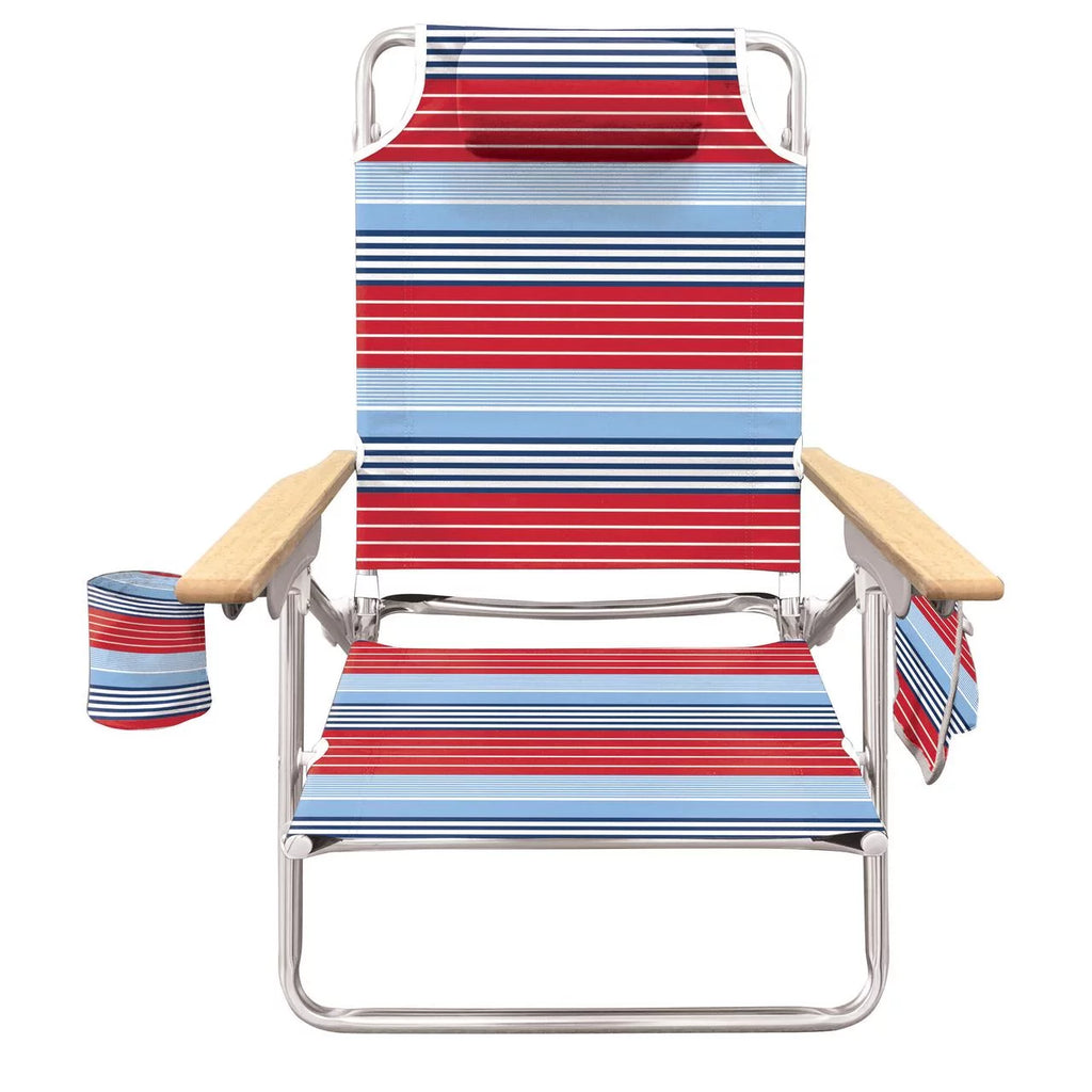 5-Position Beach Chair with Wood Armrests V2900