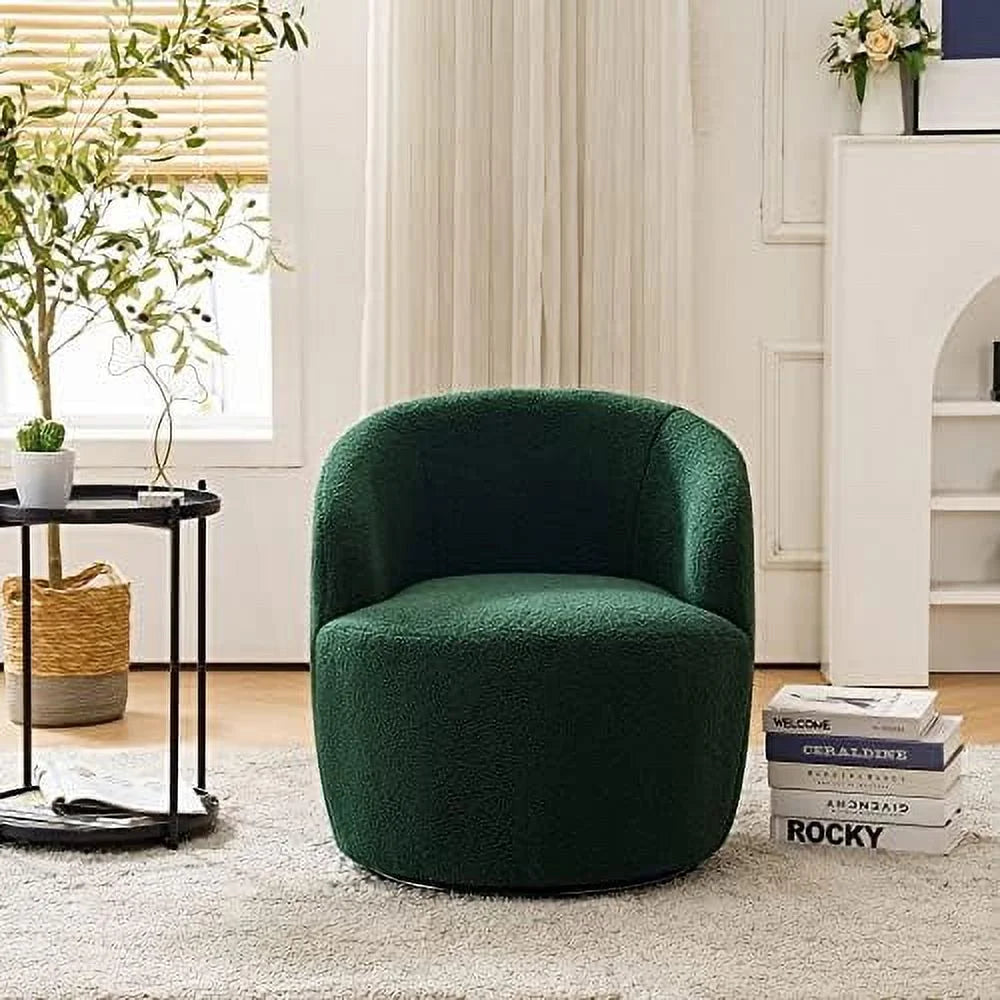 Cream Boucle Barrel Swivel Accent Chair H320947