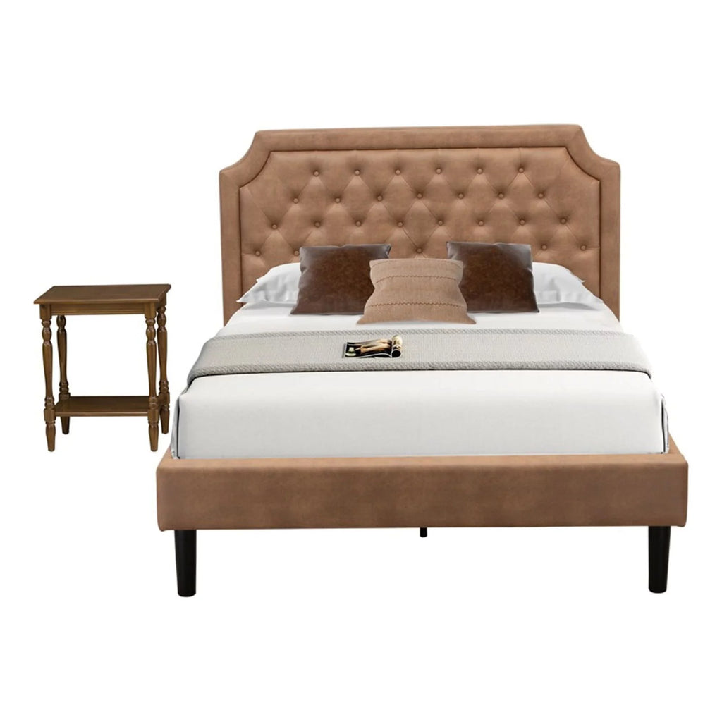 Brown 2-Piece Wooden Full Platform Bedroom Set T7199