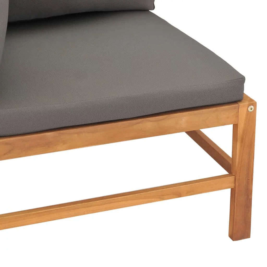 2-Seater Teak Wood Patio Sofa with Gray Cushions X531555