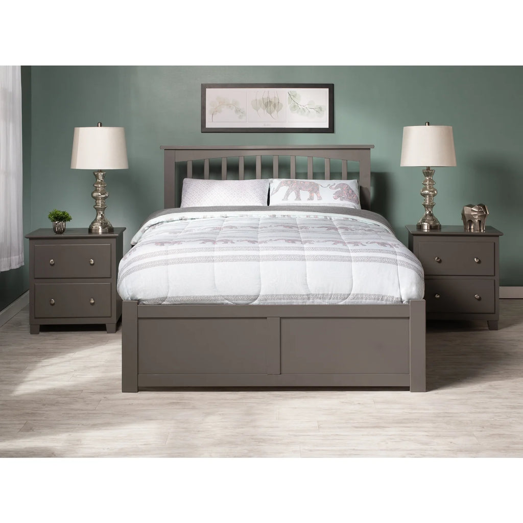 Gray Wood King Platform Bed with Twin XL Trundle Q45762