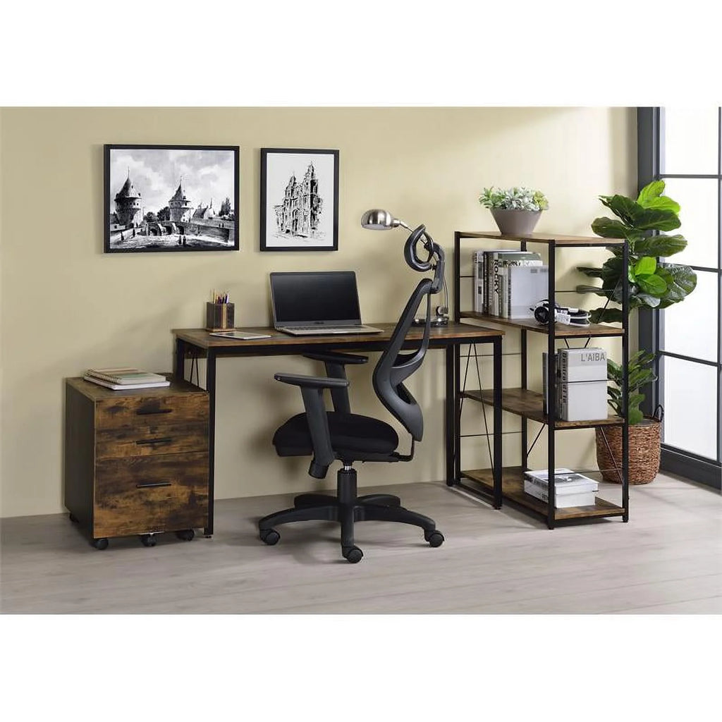 Weathered Oak and Black Wood Writing Desk B42556