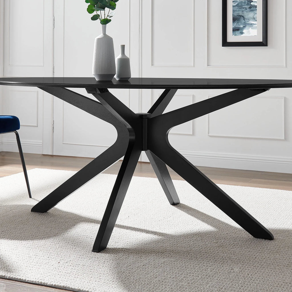 Black Oval Wood Dining Table Q165